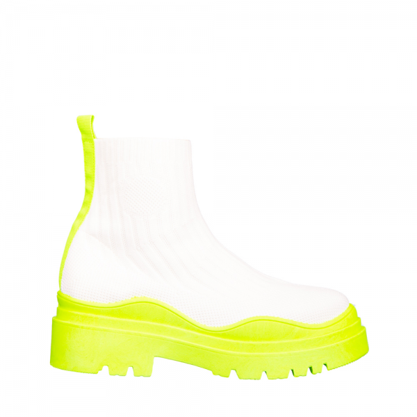 Pantofi sport dama Triza albe cu galben fosforescent, 2 - Kalapod.net
